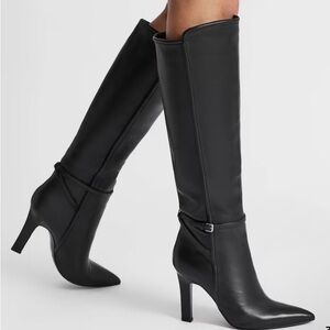 New Without Box Reiss Caitlin Leather Knee High Boots in Black